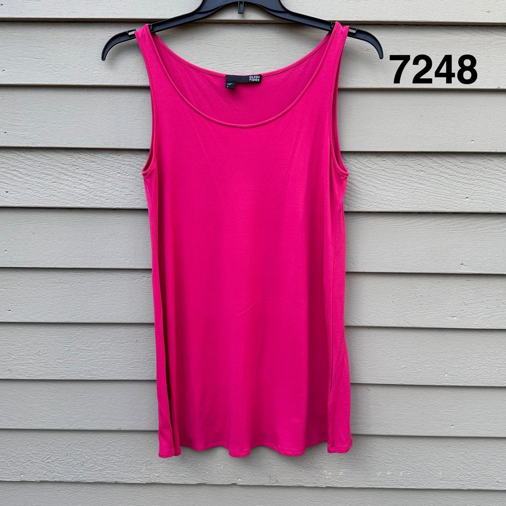 Eileen Fisher Pink Silk Jersey Tank Top Sleeveless Scoop Neck Size Small